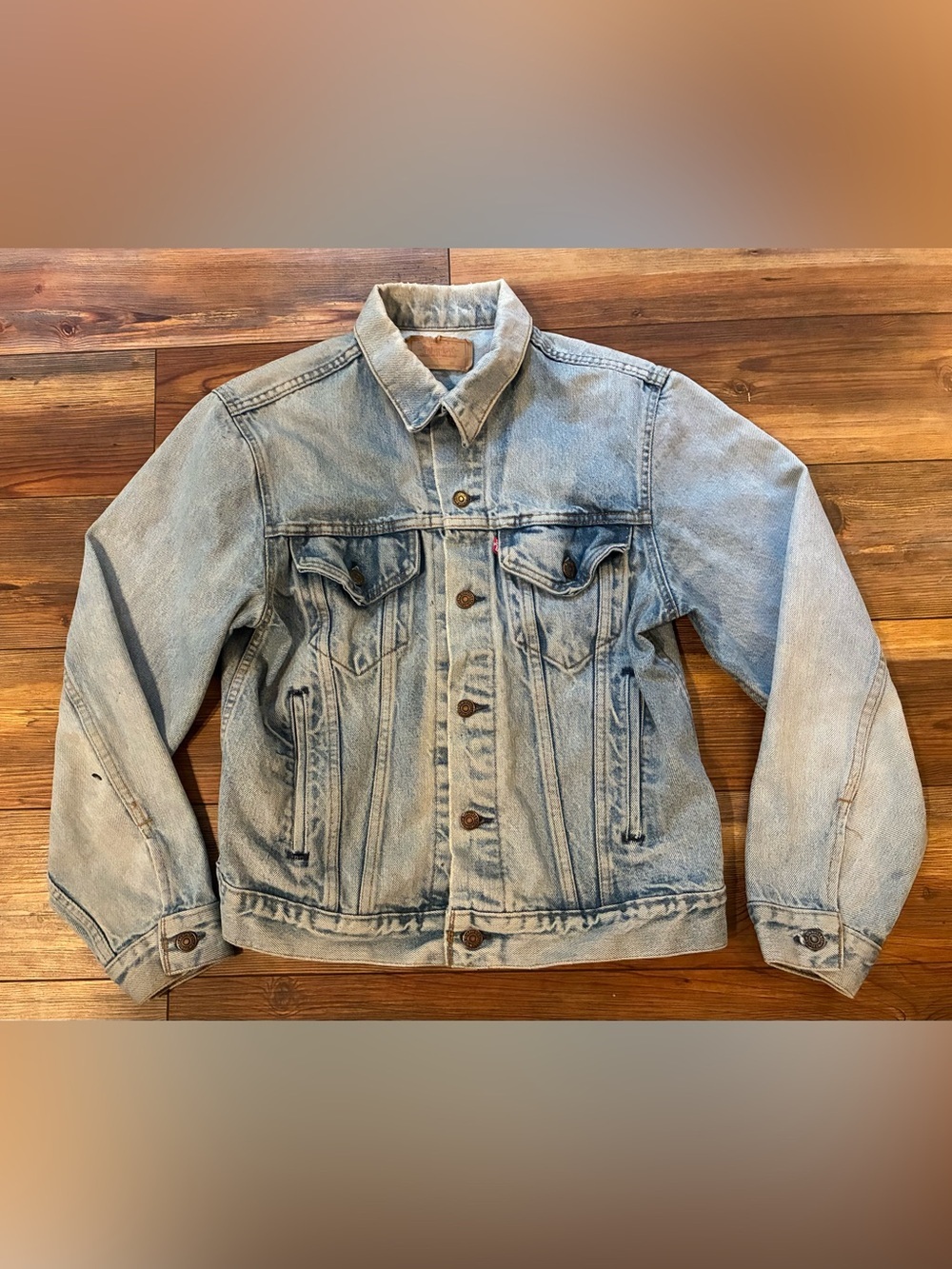 Vintage 80s Levi’s 70506 USA Denim Trucker Jacket Approx Size 40 M Distressed